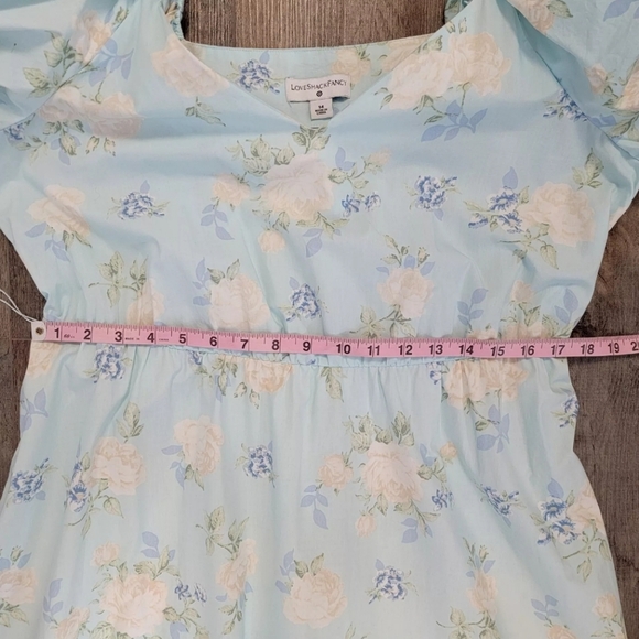 LOVESHACKFANCY X Target Estelle Blue Floral Puff Sleeve Romantic Dress 14 NWOT - Picture 12 of 16